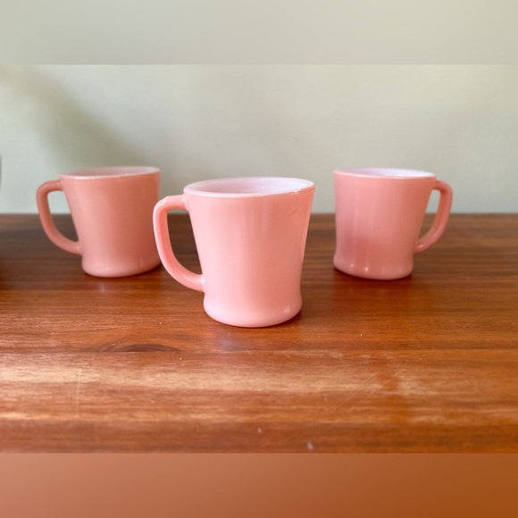 Vintage Pink Fire King Coffee Mug Set Of 3 - Picture 1 of 6